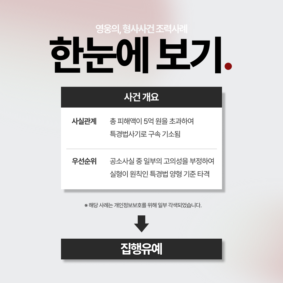특경법사기, 일부 사기혐의 무죄 입증을 통해 집행유예 선처한 사례